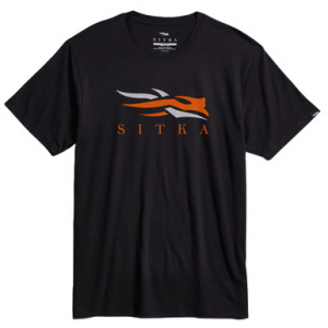 Sitka Gear Icon T-Shirt Black Orange Small 600297-BKOR-S Top