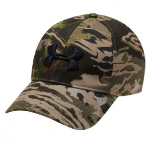 Under Armour Whitetail Men's Camo Stretch Fit Cap Updated UA Forest Camo/Charcoal/Black Size M/L 1318532-940002