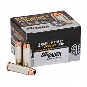 Sig Sauer Ammo Elite V-Crown .38 Special +P 125gr JHP 20/Box E38SP1-20