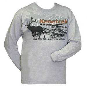 Kenetrek Boots Kenetrek Logo T-Shirt Grey Long Sleeve KEQ-TGRY-LS-L in Gray, L