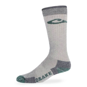 DRAKE Mens Merino Wood Crew Socks Grey/Green - Drake