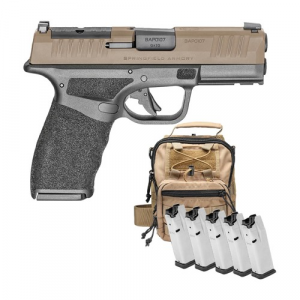 SPRINGFIELD Hellcat Pro OSP Semi-Auto Pistol w/ Five 15rd Mags / FDE Sling Bag - FDE / Black - Springfield Armory