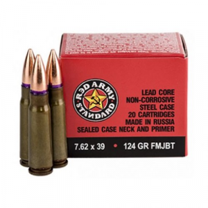 RED ARMY STANDARD 7.62x39 124Gr FMJ Steel Case 20rd - Red Army Standard