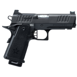 Staccato 2011 C, 9mm, 4.0 Barrel, 2 Magazines, Compact Grip, Optics Ready, DLC Slide, Flat Trigger, X-Series Serrations Pistol