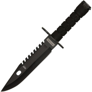 WARTECH M-9 Bayonet Fixed Blade 8" Drop Point Blad w/ Nylon Sheath - Black - Wartech