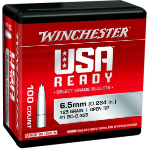 WINCHESTER AMMO 6.5mm 125Gr Open Tip Bullet 100rd