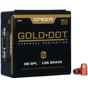 Speer SPEER AMMO Reloading Bullets Gold Dot 38 Caliber 135 Grain 100rd - $29.98 at KYGUNCO