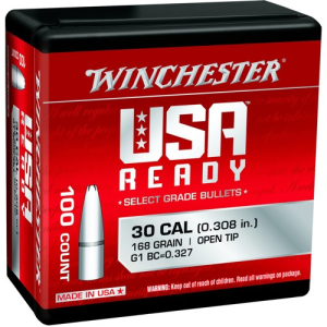 WINCHESTER AMMO 308 Cal 168Gr Open Tip Bullet 100rd