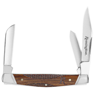 REMINGTON Woodland Stockman SS Blade Brown wRem Logo Wood
