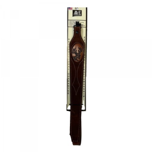 AA&E Leathercraft Suede Gunsling Embossed Deer Head Mahogany