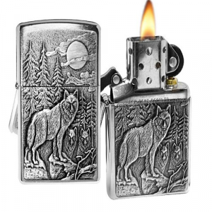 ZIPPO Windproof Lighter - Timberwolves / Brushed Chrome