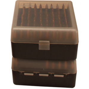 MTM Ammo Box 50rd Fliptop 22-250, 243, 308,220 Clr-Smk