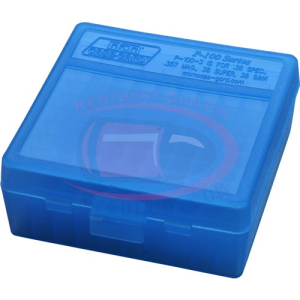 MTM Ammo Box 100 Round Flip-Top 38 - 357 Clr-Blue