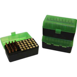 MTM Ammo Box 50rd Flip-Top 243, 308, 220 Clr-Grn/Black