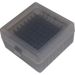 MTM Ammo Box 100rd Flip-Top 223 204 Ruger 6x47 Clr-Smk