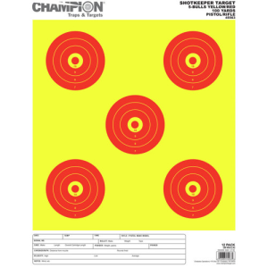 076683455635 CHAMPION Shotkeeper 5-bullseye, Bright Yellow | 25 Count 076683455635 CHM-45563