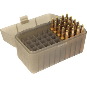 MTM Ammo Box 50rd Flip-Top 243, 308, 220 Swift Clr-Smk
