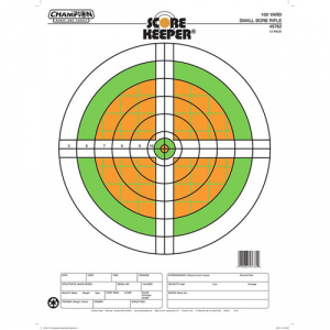 CHAMPION Target, 100 Yd. Smallbore Rifle Flourescent 12pk