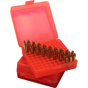 MTM Ammo Box 100rd Flip Top For 22 Mag -17 HMR Clr-Red