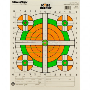 CHAMPION Target, 100 Yd. Sight In Rifle Flourescent 12pk