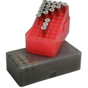 MTM Slip-Top Ammo Box 50rd Square Hole 38 -357 Clr-Red