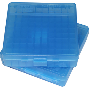 MTM Ammo Box 100 Round Flip Top For .22 LR Clr-Blue