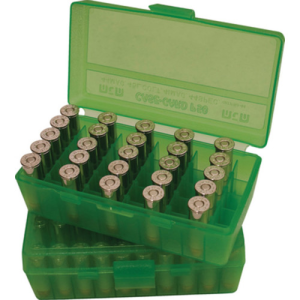 MTM Ammo Box 50 Round Flip-Top 40 10mm 45 ACP Clr-Grn