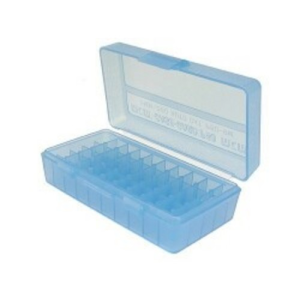 MTM Ammo Box 50 Round Flip-Top 9mm 380 ACP Clr-Blue