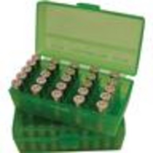 MTM Ammo Box 50 Round Flip-Top 9mm 380 ACP Clr-Grn