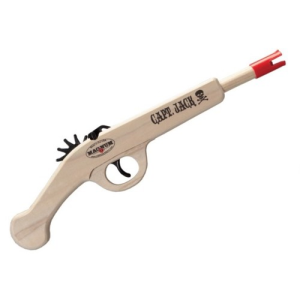 MAGNUM ENTERPRISES Captain Jack Pirate Pistol 15" 12 Shot Wooden Rubber Band Gun - Red Ammo - Magnum Enterprises