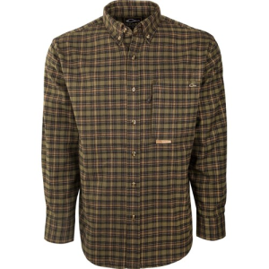 DRAKE Autumn Brushed Twill Shirt Hunter Tan Plaid Plus - Drake