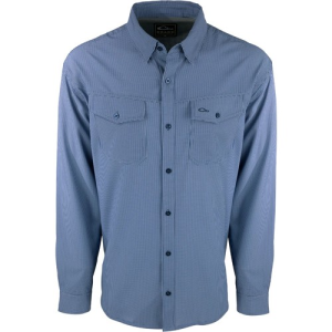 DRAKE Traveler's Check L/S Shirt Navy - Drake