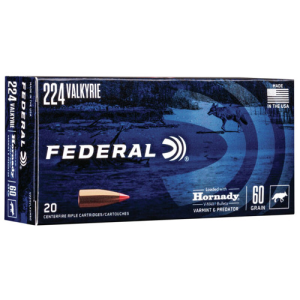 FEDERAL Ammo 224 Valkyrie 60 Grain Hornady V-max 50rd 604544652277 FDR-V224VLKVM60B