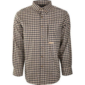 DRAKE Autumn Brushed Twill Shirt Navy Cream Plaid - Drake