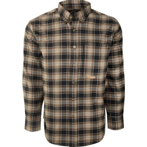 DRAKE Autumn Brushed Twill Shirt Navy Tan Plaid - Drake