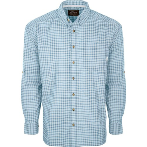 DRAKE Featherlite Check Shirt Long Sleeve Niagra - Drake