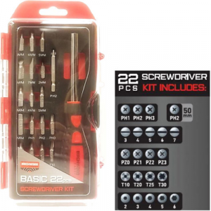 BIRCHWOOD Casey Basic Screwdriver Kit 22pc Incl Slotted/philips