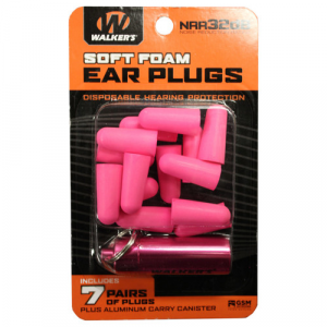 888151014622 WALKERS Ear Plug Foam 7 Pairs Pink Includes Case 888151014622 WLK-GWP-PLGCAN-PK