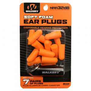 888151014608 WALKERS Ear Plug Foam 7 Pairs Orange Includes Case 888151014608 WLK-GWP-PLGCAN-OR