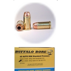 BUFFALO BORE 45 ACP 200Gr JHP (1000FPS/ ME 444 ft lbs) 20rd