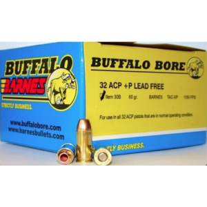 BUFFALO BORE 32 ACP 60Gr Barnes TAC-XP (1150FPS/ME 176 ft) 20rd
