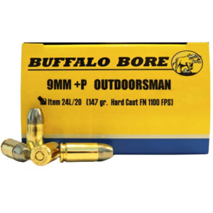 BUFFALO BORE 9mm 147Gr Hard Cast FN (1100FPS/ME 395 ft lb) 20rd