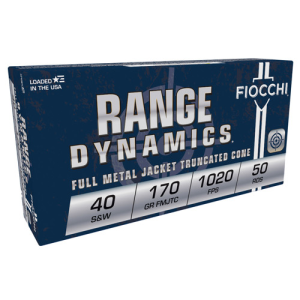 FIOCCHI Range Dynamics 40 S&W 170 gr Full Metal Jacket Truncated Cone Ammunition | 50 Rounds