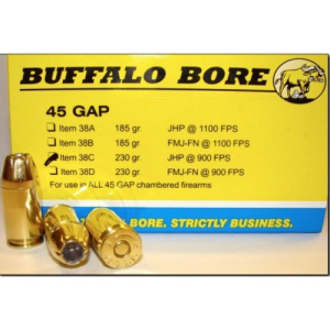 BUFFALO BORE 45 GAP 230Gr JHP (900FPS/ME 414 ft lbs) 20rd