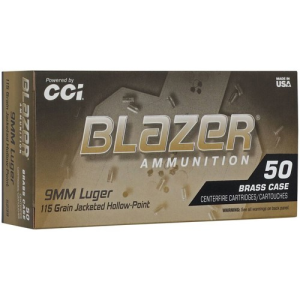 CCI 9mm Luger 115Gr Blazer Brass JHP 20rd