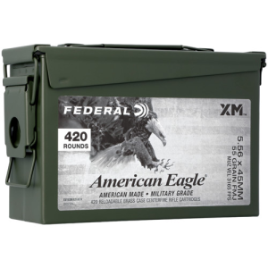 FEDERAL AMMO American Eagle 5.56 NATO 55gr Full Metal Jacket BT Ammunition in Ammo Can | 420 Rounds