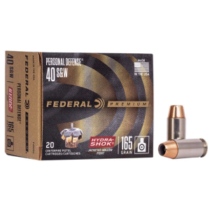 FEDERAL AMMO Hydra-Shok Personal Defense 40 S&W 165gr Jacketed Hollow Point Ammunition | 20 Rounds