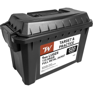 Winchester WINCHESTER AMMO 9mm 115Gr FMJ USA Ammo Can 500rd - $159.88 at KYGUNCO