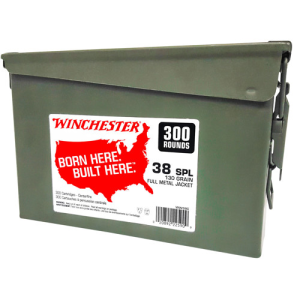 Winchester WINCHESTER AMMO 38 Spl 130Gr FMJ Ammo Can 300rd - $200.54 at KYGUNCO
