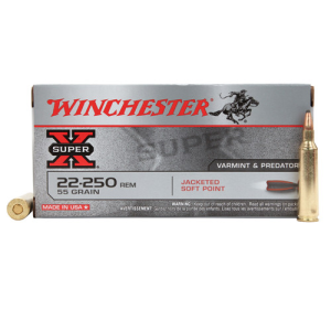 WINCHESTER SUPER X 22-250 Rem 55Gr Jacketed Soft Point Brass Ammunition | 20 Rounds